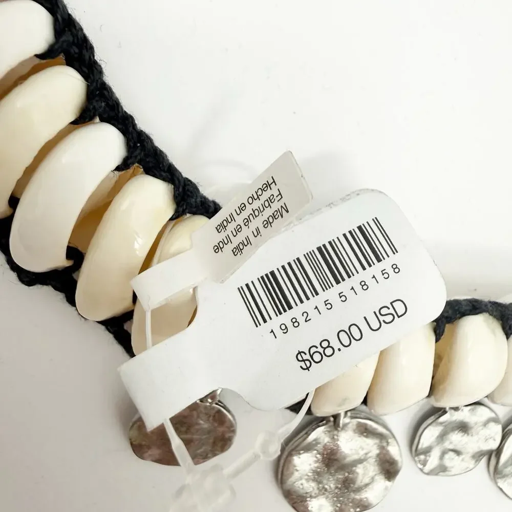 Free People Kalua Shell Necklace NWT Hammer Silver Medallion Boho Resort Travel